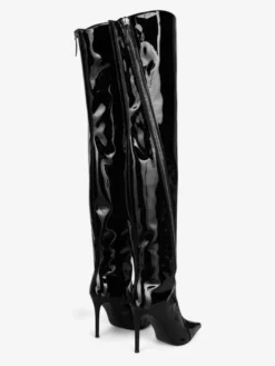 Bottes hautes noires à bout pointu et fermeture éclair