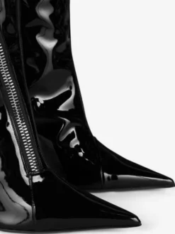 Bottes hautes noires à bout pointu et fermeture éclair