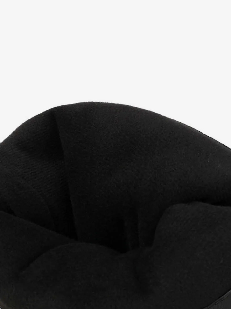 Bottes hautes noires pour femmes bout rond détails en boucle plates