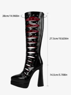 Bottes hautes à plateforme et bout pointu avec découpes et talons hauts