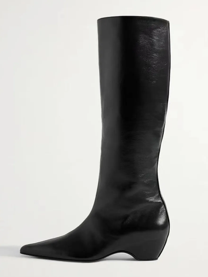 Bottes hautes pour femmes bottes à talons compensés et bout pointu