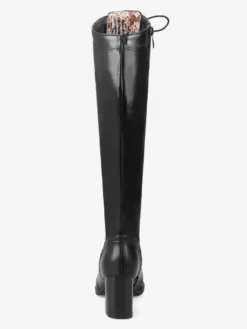 Bottes hautes pour femmes de couleur unie à lacets bottes à talons épais et bout pointu