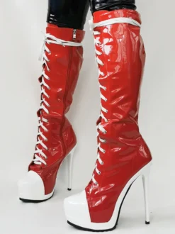 Bottes hauteur genou en toile à talon aiguille chaussures femmes