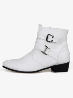 Bottes Homme avec Bout Rond à Lacets en Cuir Synthétique Unicolore