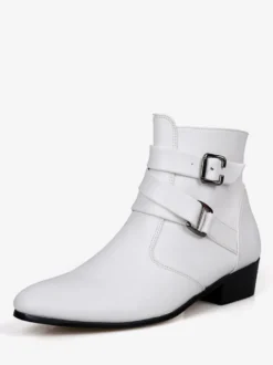 Bottes Homme avec Bout Rond à Lacets en Cuir Synthétique Unicolore