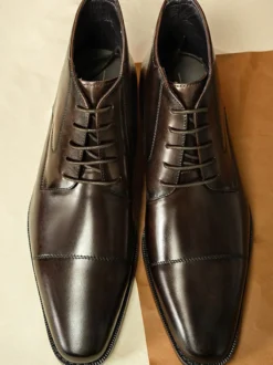 Bottes Hommes En Cuir De Vachette Classique Noir Bottines Courtes De Mariage Bal