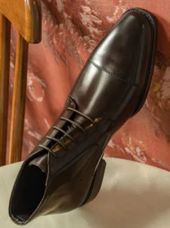 Bottes Hommes En Cuir De Vachette Classique Noir Bottines Courtes De Mariage Bal