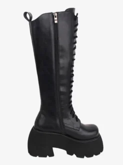 Bottes Lolita Gothiques Cuir PU PU Bout Rond Chaussures Lolita Noires