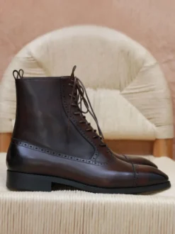 Bottes Martin pour hommes en cuir de vache noir bottes de travail courtes à bout carré