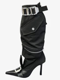 Bottes noires hautes à bout pointu et à talons hauts avec fermeture éclair pour femmes (2026)