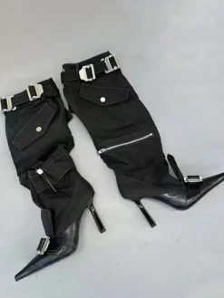 Bottes noires hautes à bout pointu et à talons hauts avec fermeture éclair pour femmes (2026)