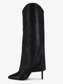 Bottes noires hautes à talons hauts et bout pointu pour femmes