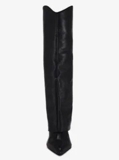 Bottes noires hautes à talons hauts et bout pointu pour femmes