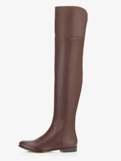Bottes plates noires pour femmes cuissardes à bout rond chaussures
