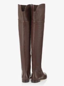Bottes plates noires pour femmes cuissardes à bout rond chaussures