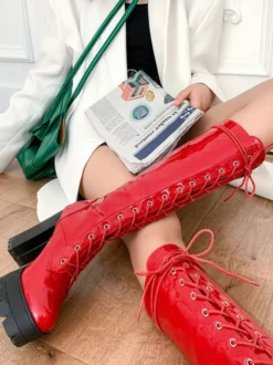 Bottes pour femmes Bottes mi-mollet blanches à bout rond 4 5