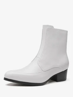 Bottes pour hommes à enfiler bout pointu fermeture éclair talon moyen bottines