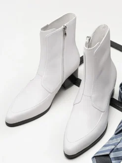 Bottes pour hommes à enfiler bout pointu fermeture éclair talon moyen bottines