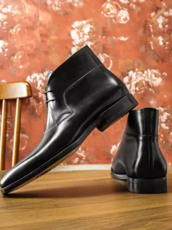 Bottes Richelieu Hommes Soirée Classiques En Cuir Noir À Bout Carré Bal Mariage