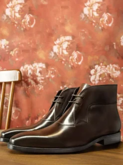 Bottes Richelieu Hommes Soirée Classiques En Cuir Noir À Bout Carré Bal Mariage