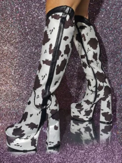 Bottes sexy à talon épais et plateforme pour femmes