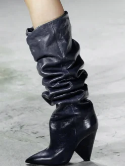 Bottes souples pour femmes cuissardes à talons hauts à bout pointu