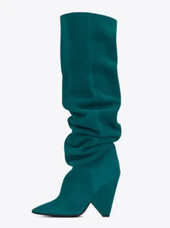 Bottes souples pour femmes cuissardes à talons hauts à bout pointu