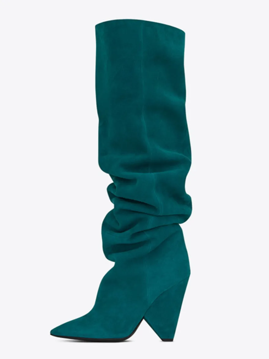Bottes souples pour femmes cuissardes à talons hauts à bout pointu