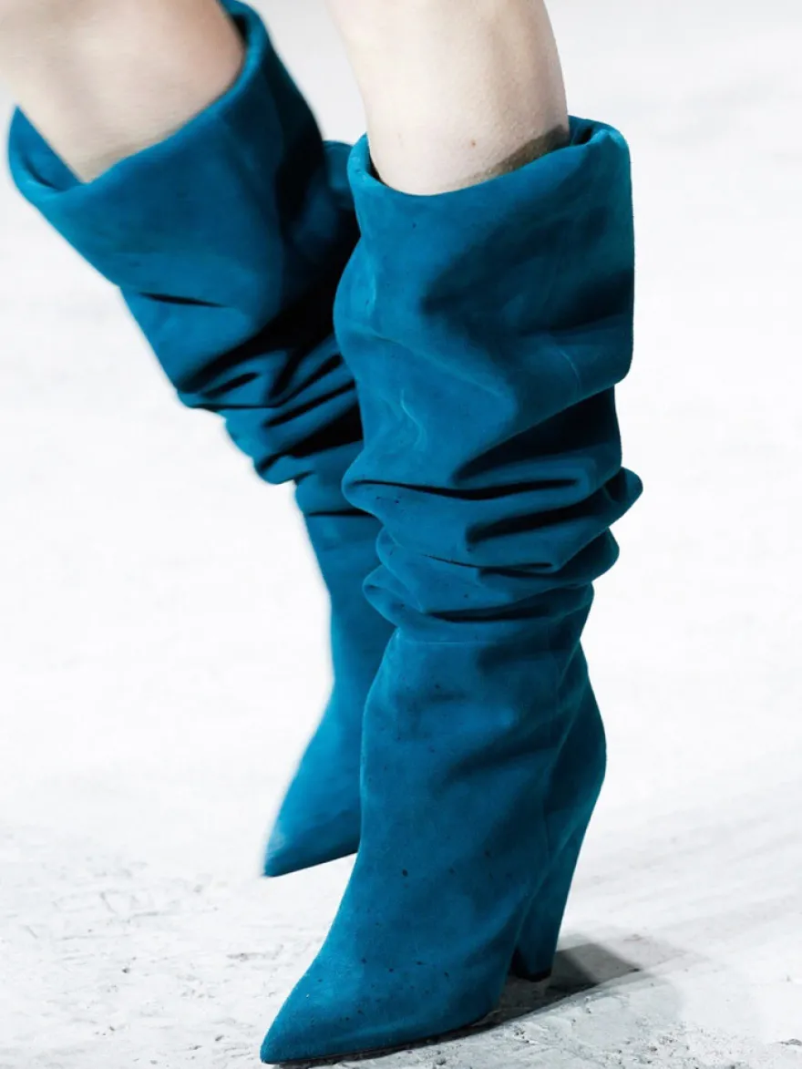 Bottes souples pour femmes cuissardes à talons hauts à bout pointu