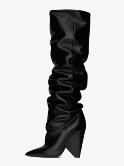 Bottes souples pour femmes cuissardes à talons hauts à bout pointu