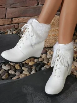 Bottes Sweet Lolita en cuir PU à bout rond roses