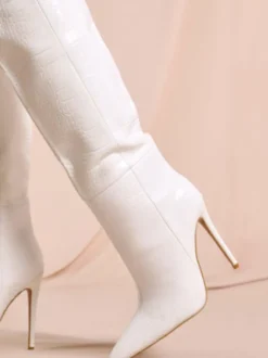 Bottes à Talons Hauts avec Plateforme Imprimés Femme avec Bout Pointu Unicolore