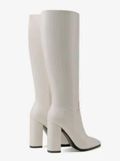 Bottes à Talons Hauts Femme avec Bout Pointu en Cuir Synthétique Unicolore