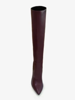 Bottes à Talons Hauts Femme en Cuir Synthétique avec Bout Rond Unicolore