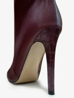 Bottes à Talons Hauts Femme en Cuir Synthétique avec Bout Rond Unicolore