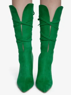 Bottes à talons hauts pour femmes bottines à lacets à bout pointu