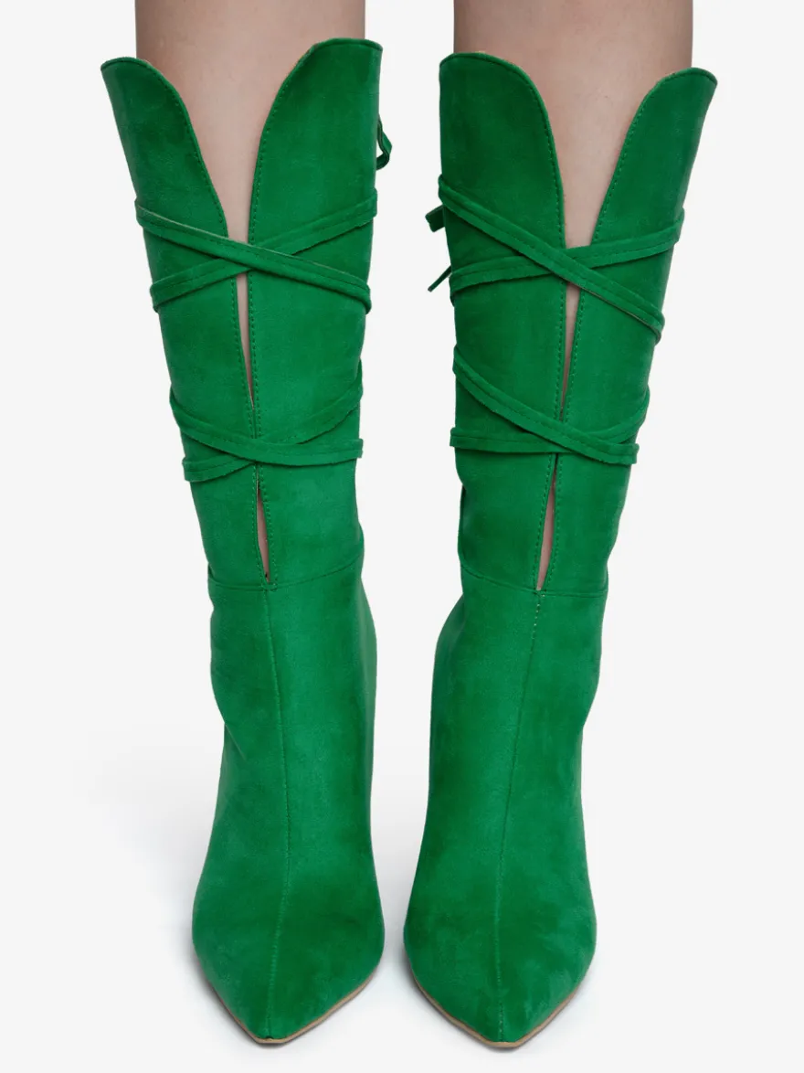 Bottes à talons hauts pour femmes bottines à lacets à bout pointu