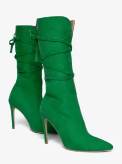 Bottes à talons hauts pour femmes bottines à lacets à bout pointu