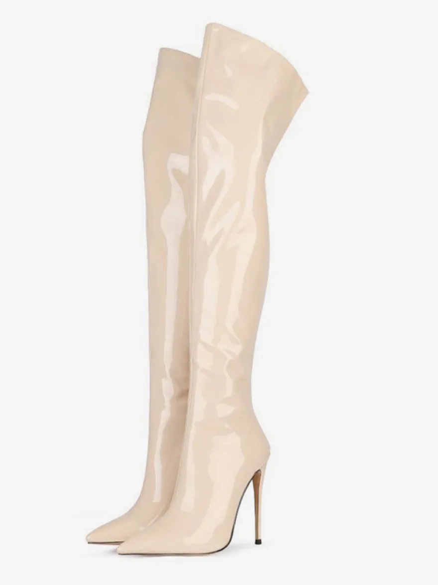 Bottes à talons hauts pour femmes bout pointu fermeture éclair cuissardes