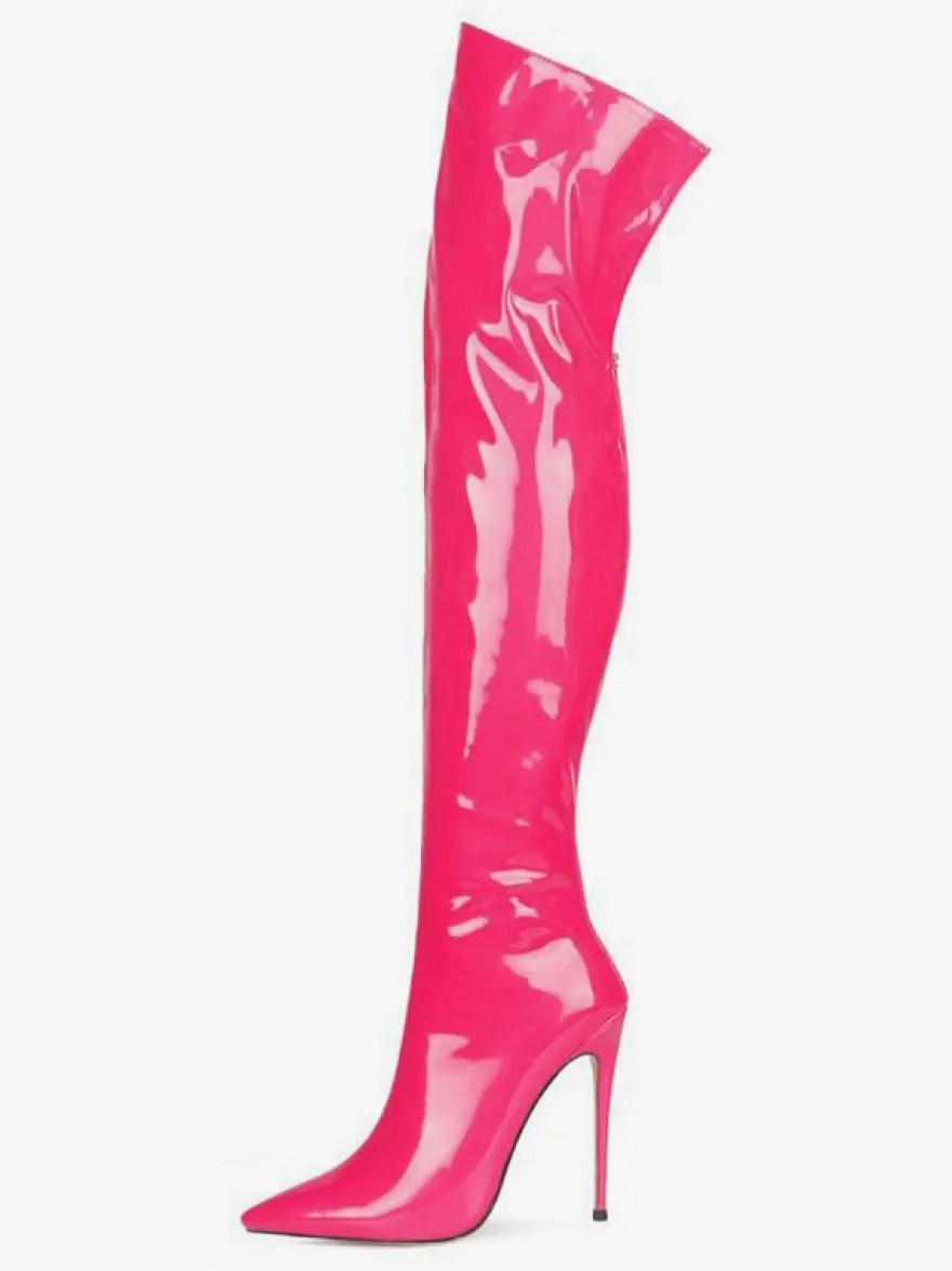 Bottes à talons hauts pour femmes bout pointu fermeture éclair cuissardes