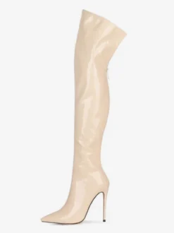 Bottes à talons hauts pour femmes bout pointu fermeture éclair cuissardes