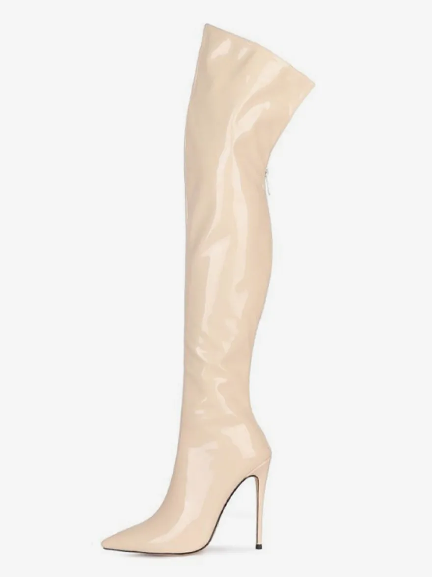 Bottes à talons hauts pour femmes bout pointu fermeture éclair cuissardes