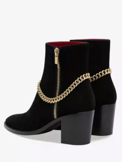 Bottes à talons hauts pour hommes bottes Chelsea en cuir suédé noir chaînes à bout pointu bottes de robe de bal de fête