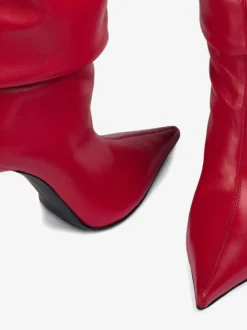 Bottes à talons hauts rouges à bout pointu Bottes hautes à bout pointu et souples