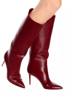 Bottes à Talons Hauts à Zip en Cuir Synthétique Unicolore
