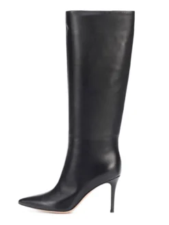 Bottes à Talons Hauts à Zip en Cuir Synthétique Unicolore