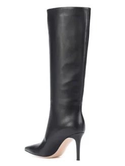 Bottes à Talons Hauts à Zip en Cuir Synthétique Unicolore