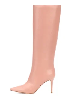 Bottes à Talons Hauts à Zip en Cuir Synthétique Unicolore