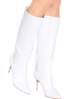 Bottes à Talons Hauts à Zip en Cuir Synthétique Unicolore