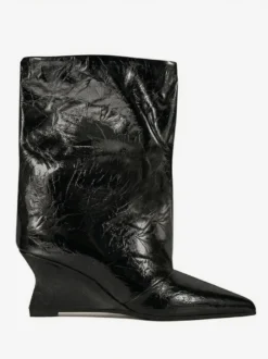 Bottines argentées à bout pointu métallisé et talon compensé bottines de soirée